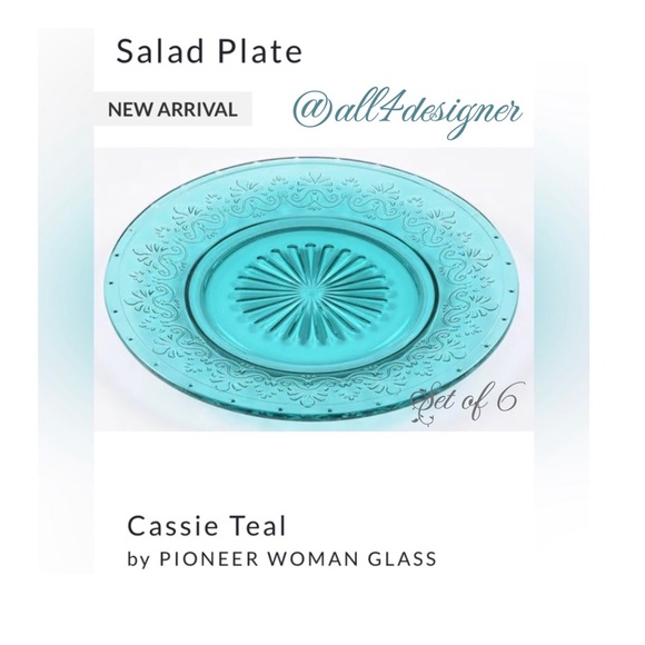 6 Salad Plates - Brand New The Pioneer Woman Cassie Glass Embossed Salad Plates - Picture 1 of 2